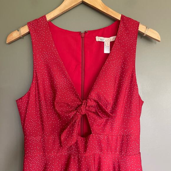 Hutch Reese Dress Red Polka Dot Size Small A-Line Swingy Flowy Cutout Bow‎ Cute - Picture 4 of 16